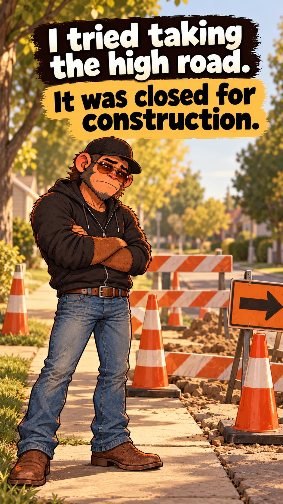 I tried taking the high road. It was closed for construction.