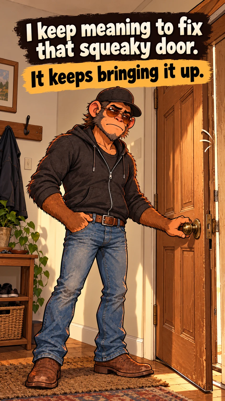 I keep meaning to fix that squeaky door. It keeps bringing it up.
