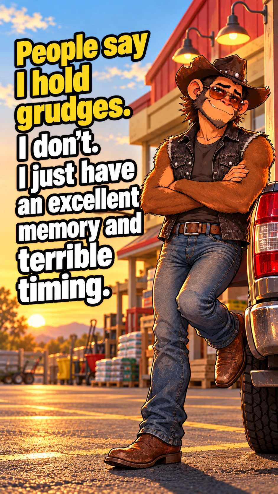 People say I hold grudges. I don't. I just have an excellent memory and terrible timing.
