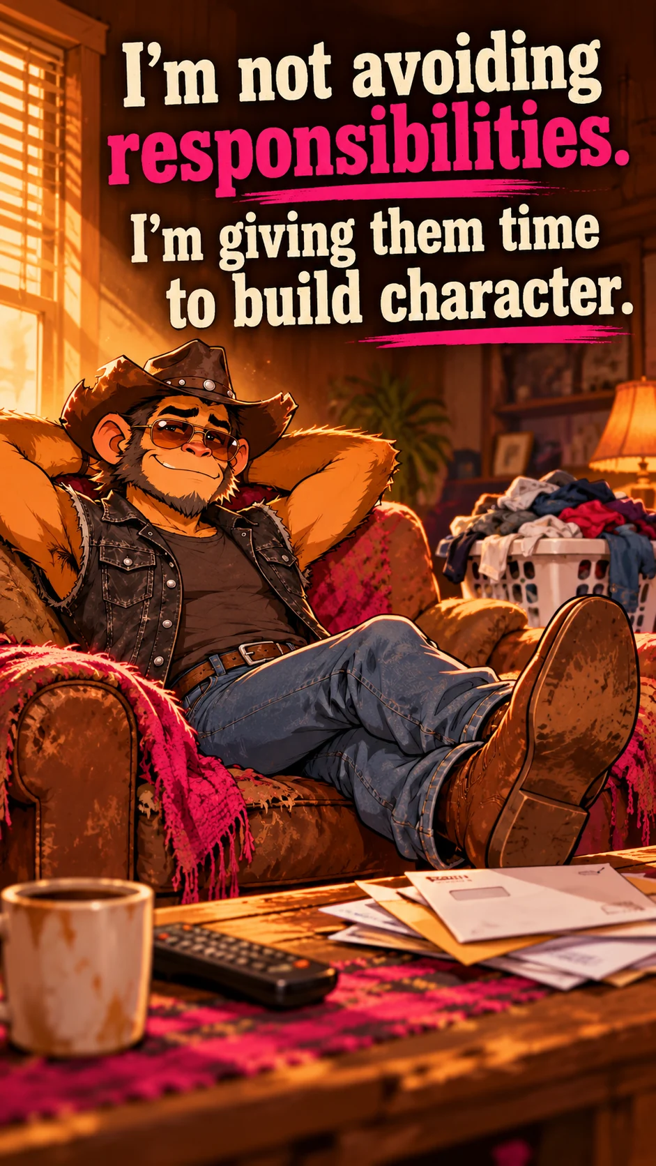 I'm not avoiding responsibilities. I'm giving them time to build character.